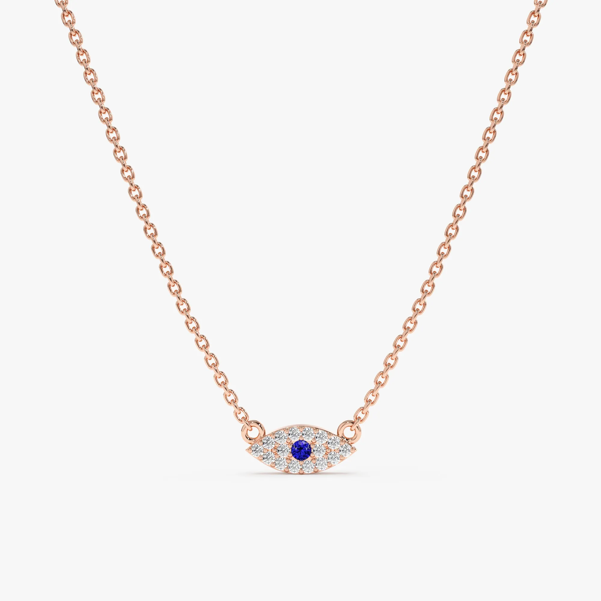 Dainty Sapphire & Diamond Evil Eye Necklace, Missandei SARAHELISE