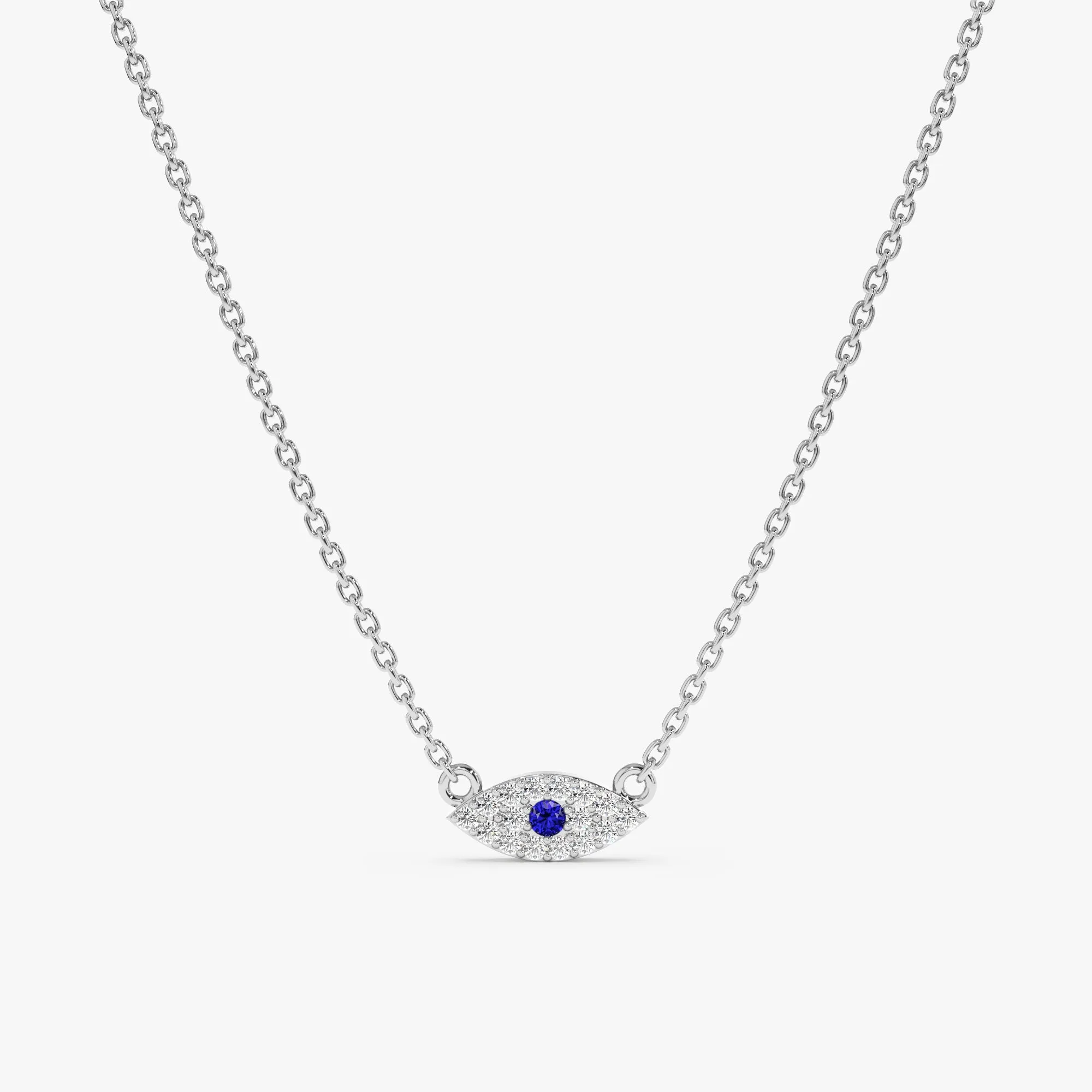 Dainty Sapphire & Diamond Evil Eye Necklace, Missandei SARAHELISE