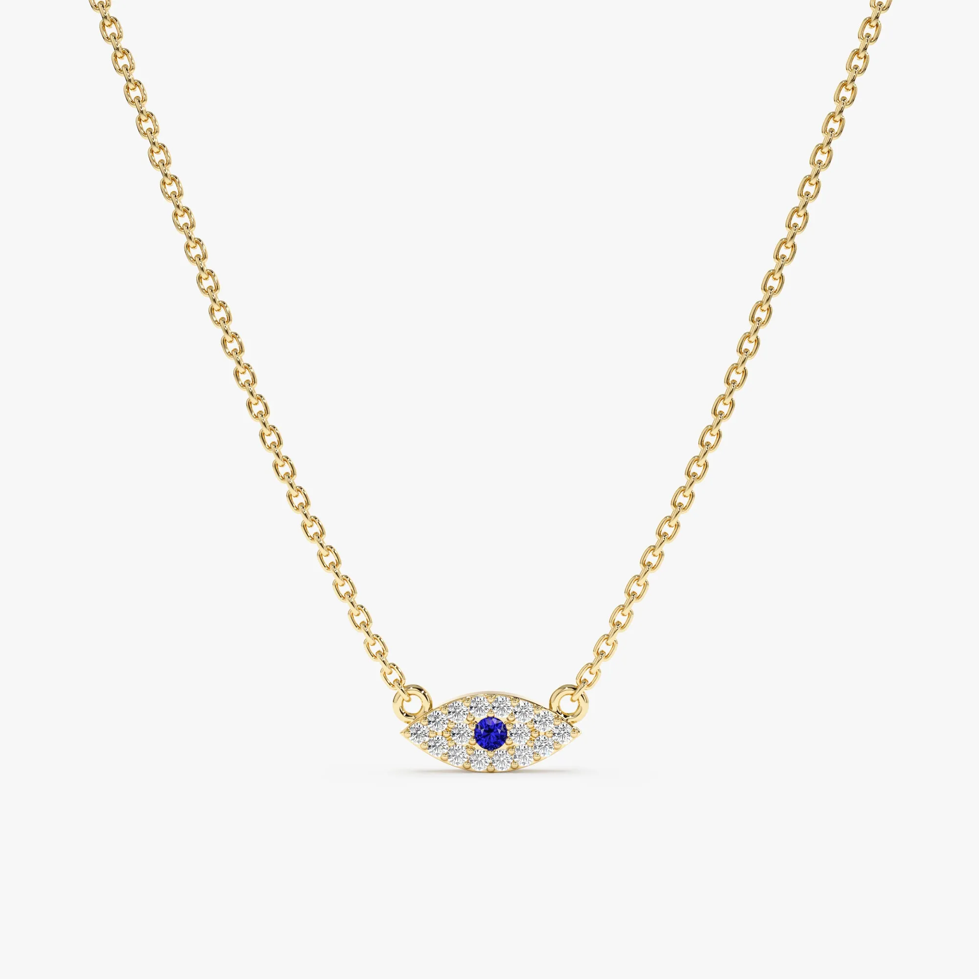 Dainty Sapphire & Diamond Evil Eye Necklace, Missandei SARAHELISE
