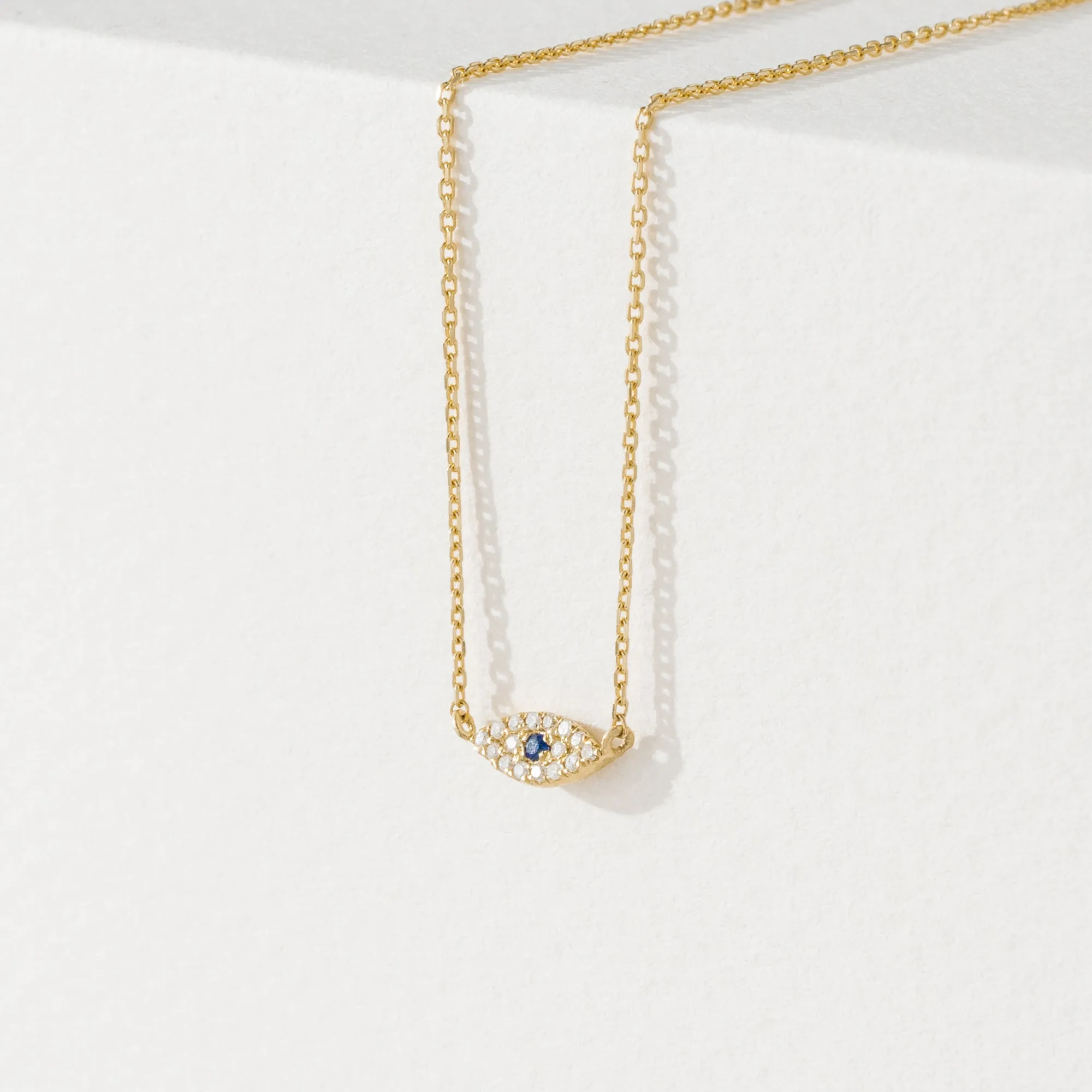 Dainty Sapphire & Diamond Evil Eye Necklace, Missandei SARAHELISE