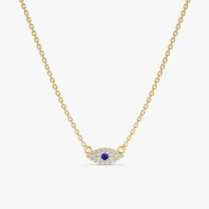 Dainty Sapphire & Diamond Evil Eye Necklace, Missandei SARAHELISE