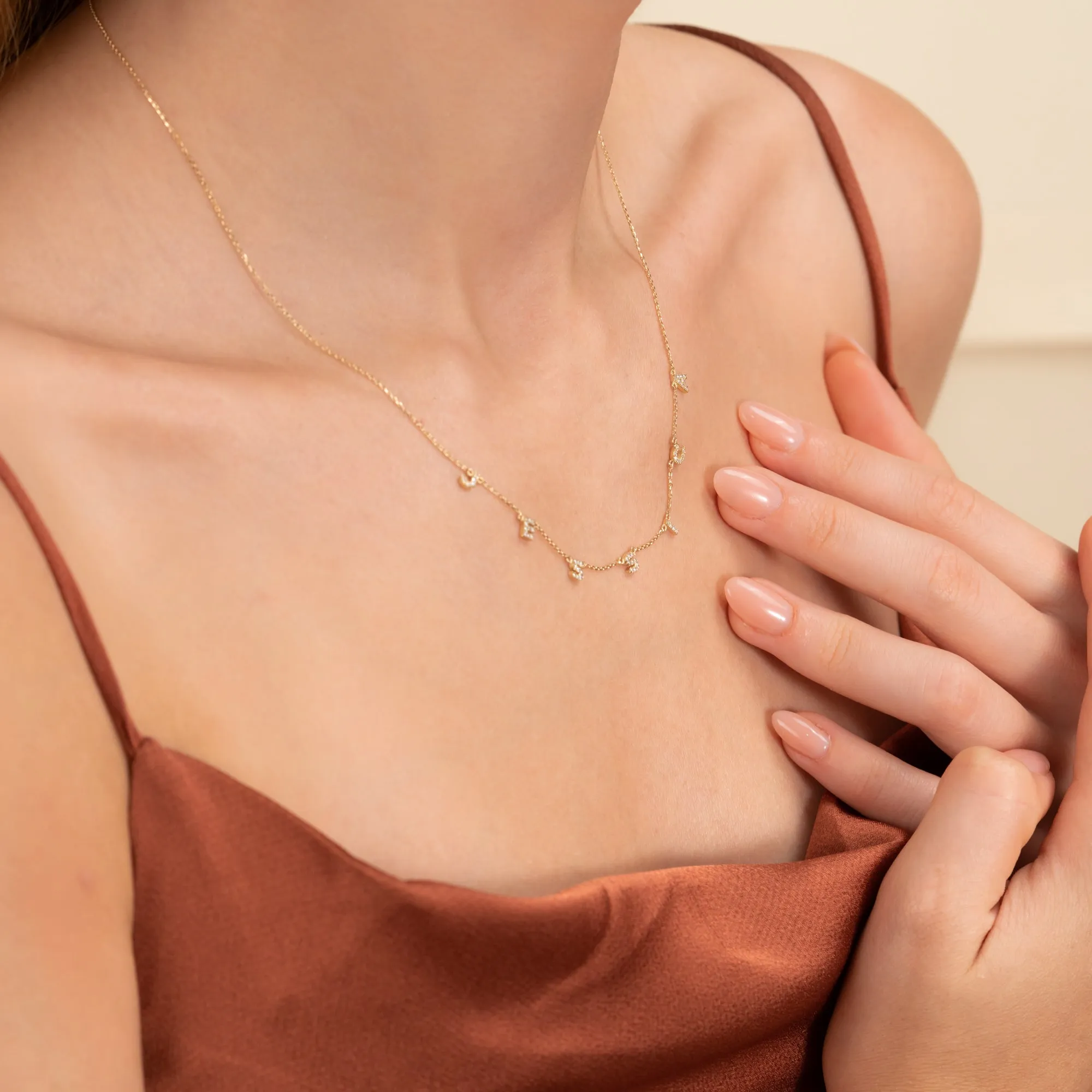 Dainty Small Letters Station Necklace, Shonda SARAHELISE