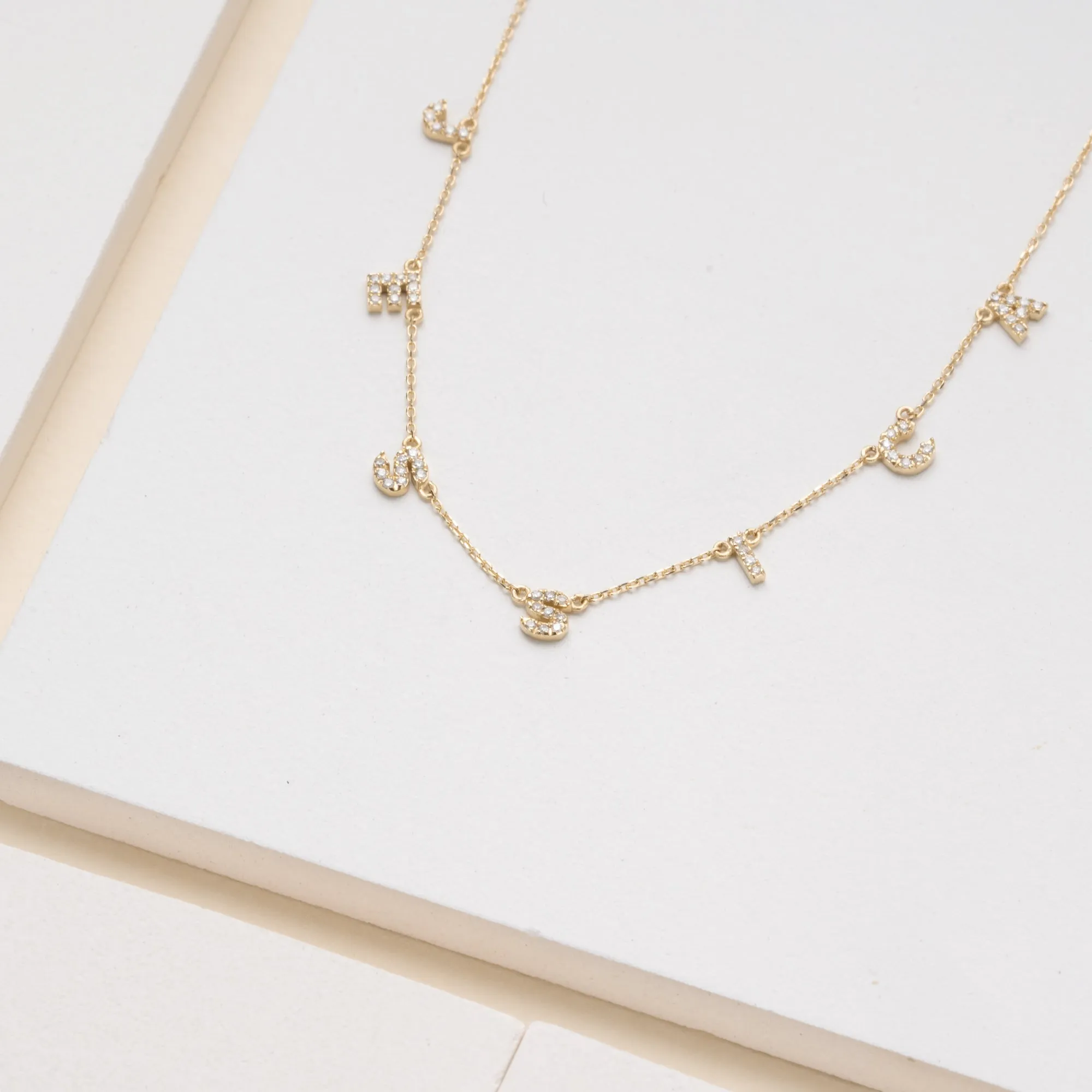 Dainty Small Letters Station Necklace, Shonda SARAHELISE