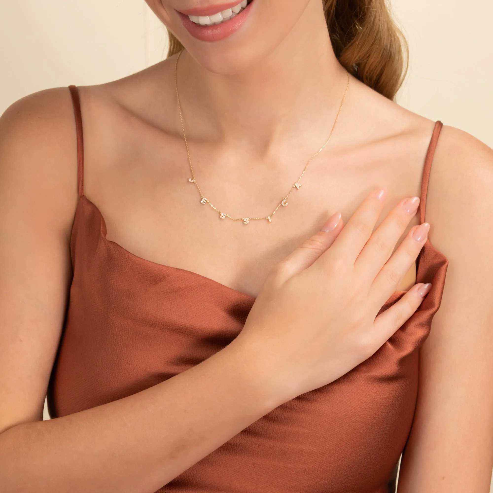 Dainty Small Letters Station Necklace, Shonda SARAHELISE