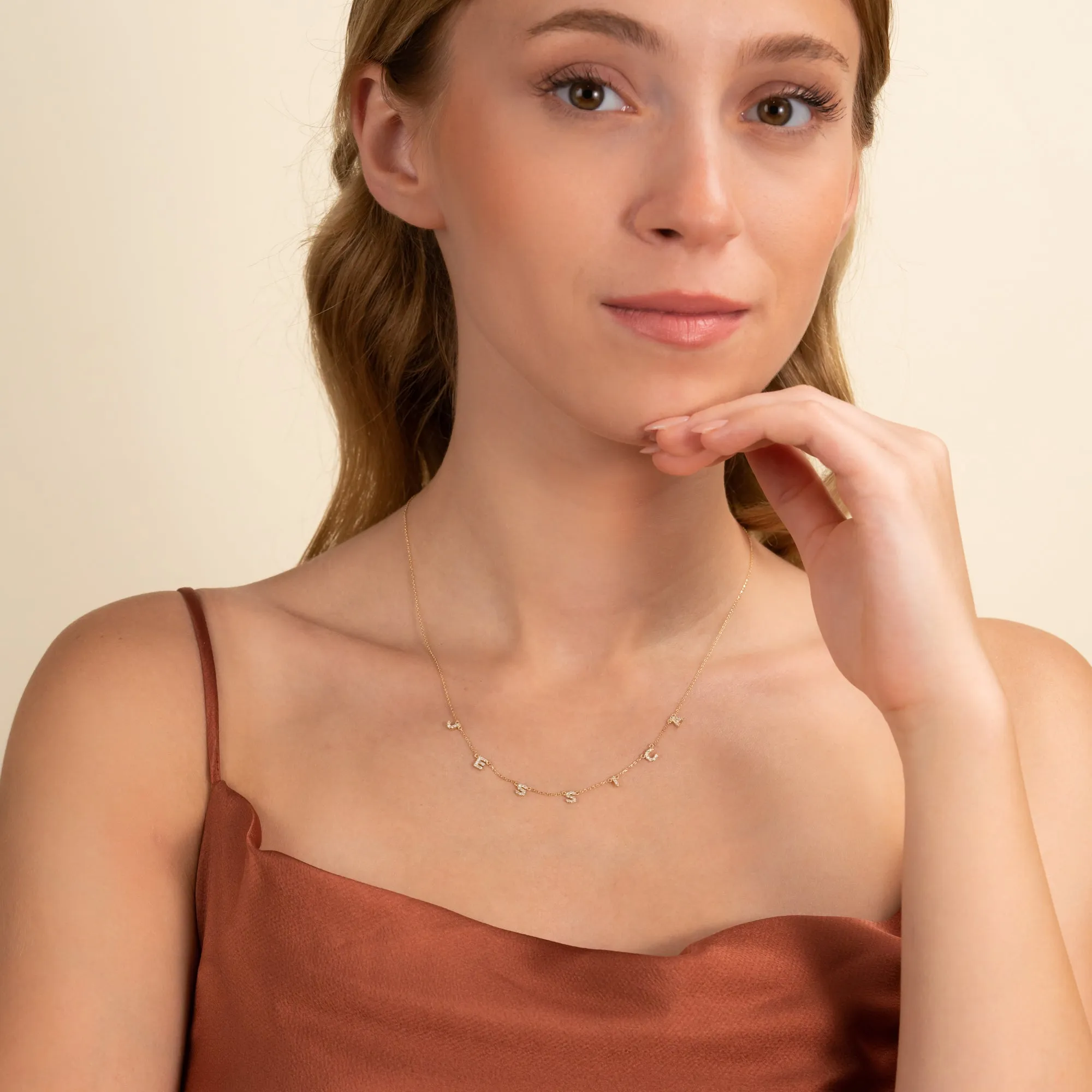 Dainty Small Letters Station Necklace, Shonda SARAHELISE