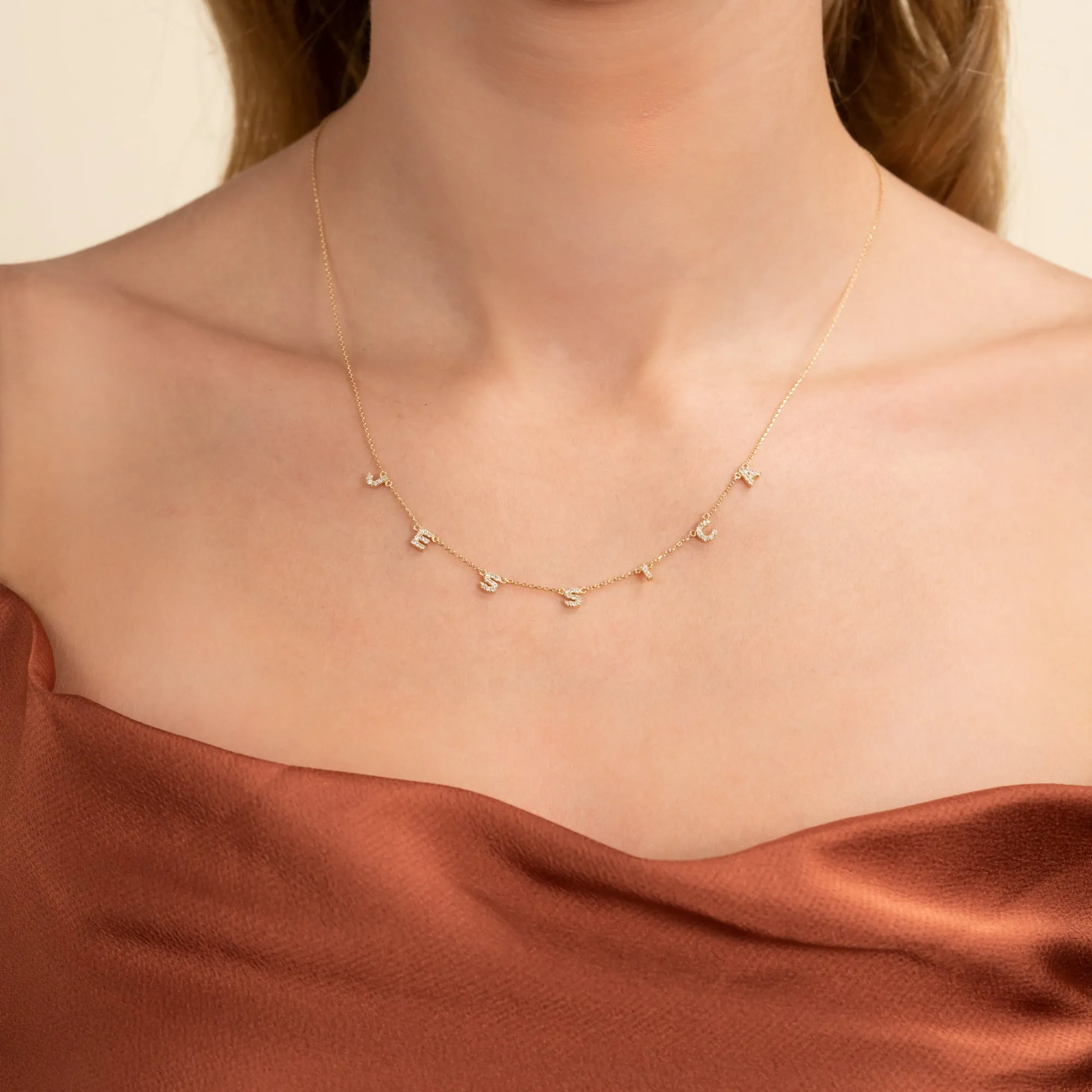 Dainty Small Letters Station Necklace, Shonda SARAHELISE