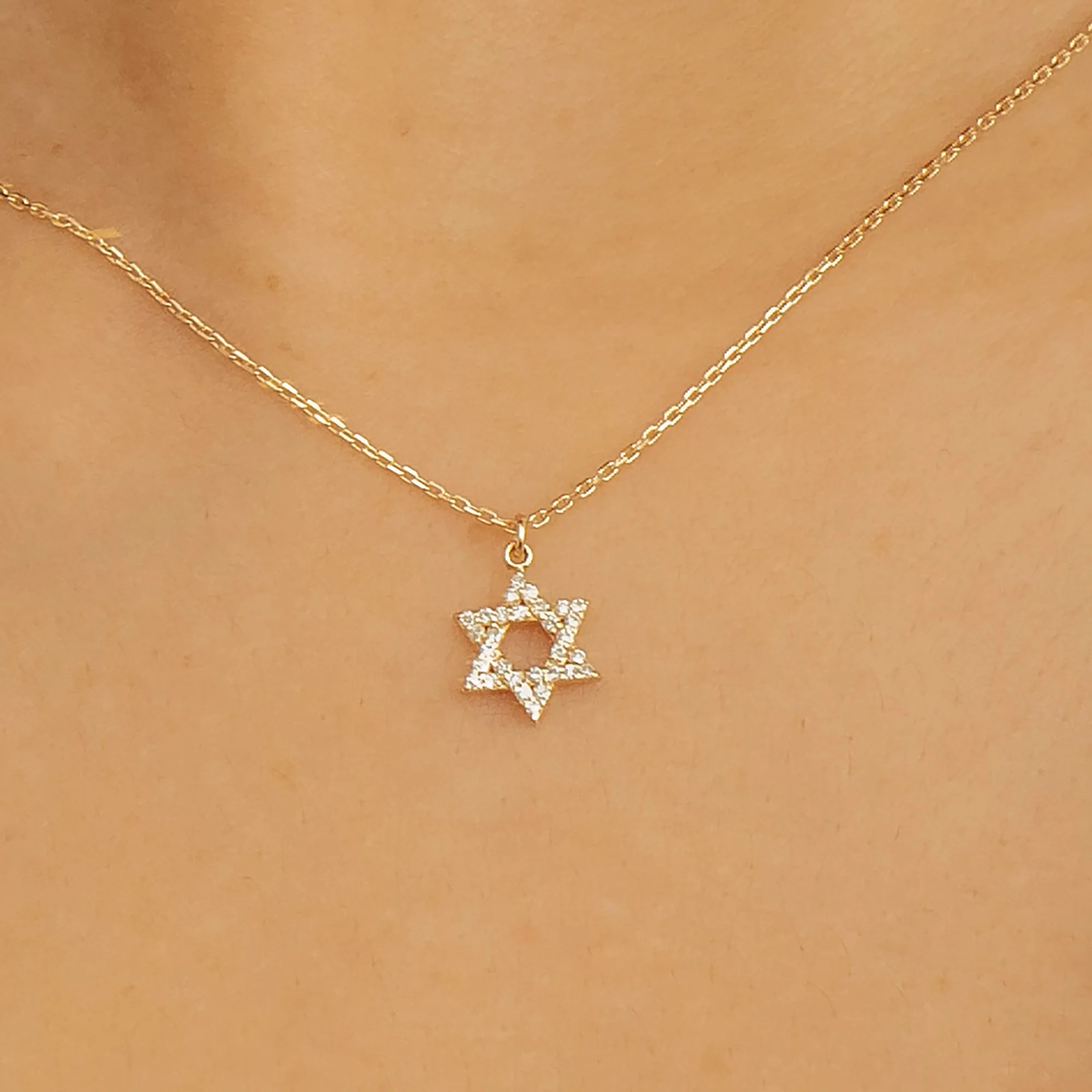 Dainty Star of David Charm Necklace, Bia SARAHELISE