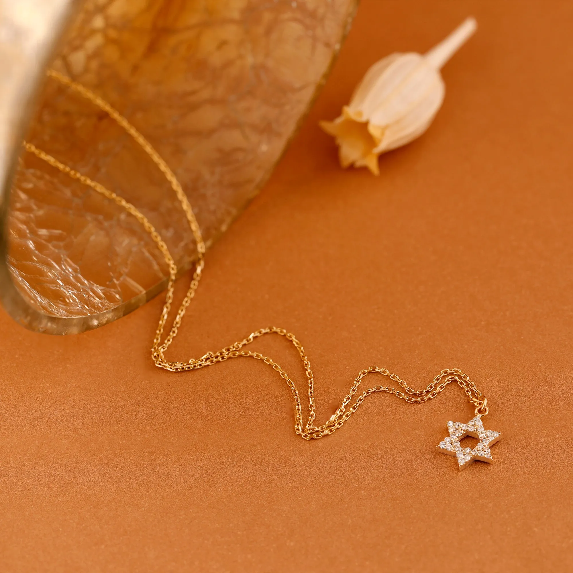 Dainty Star of David Charm Necklace, Bia SARAHELISE