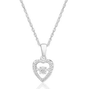 Dancing Diamond Heart Pendant with 45cm Rope Chain in Sterling Silver Shiels