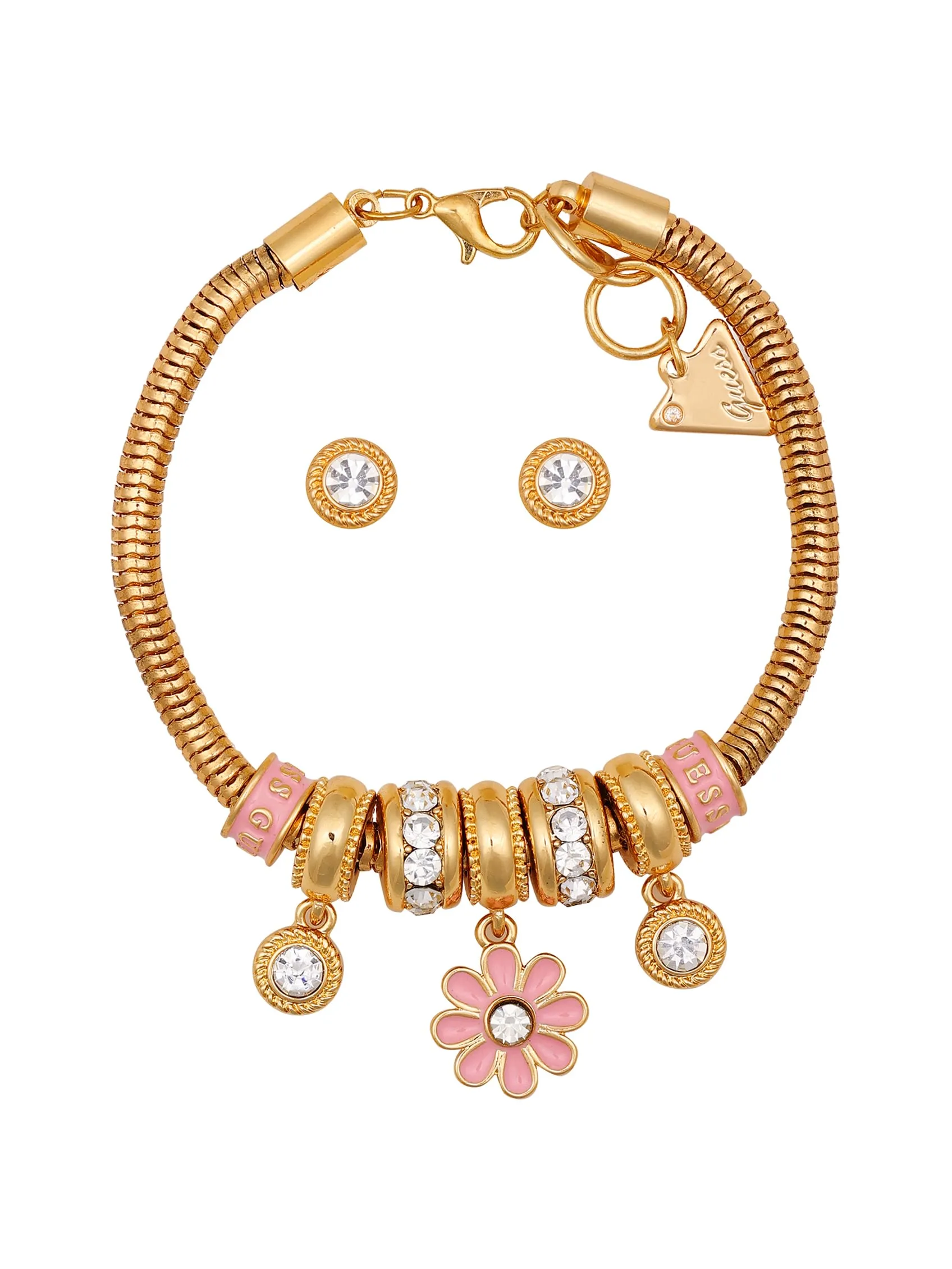 Demi Gold-Tone Flower Charm Bracelet and Earrings Box Set