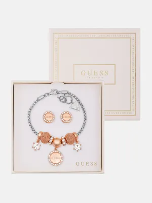 Demi Mixed-Tone Bead Charm Bracelet and Earrings Box Set
