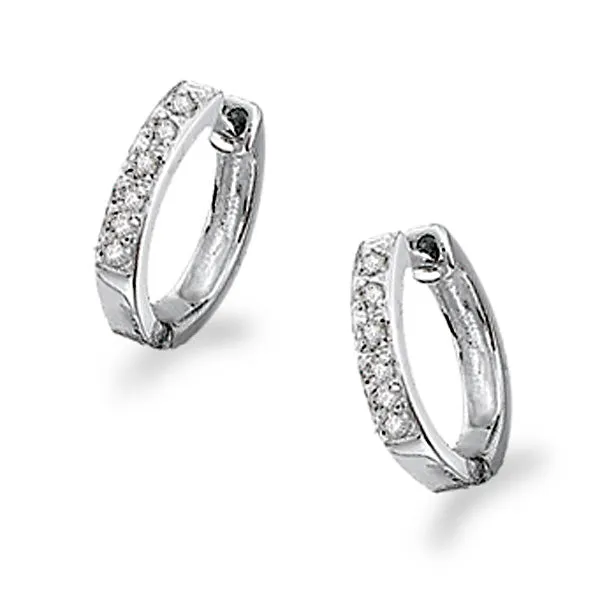Diamond 14K Gold 11mm Huggie Hoop Earrings Croghans