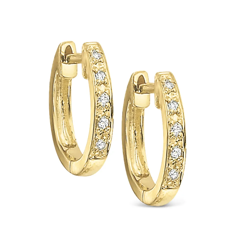 Diamond 14K Gold 11mm Huggie Hoop Earrings Croghans