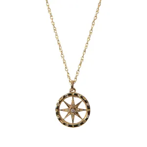 Diamond 14K Yellow Gold Compass Pendant Necklace Croghans