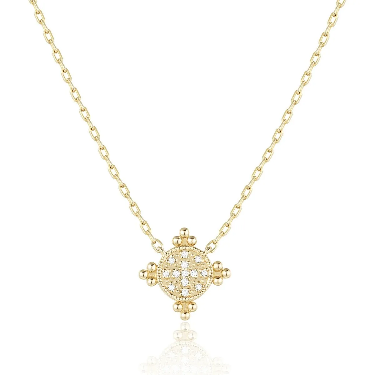 Diamond 14K Yellow Gold Granulation Pendant Necklace Croghans