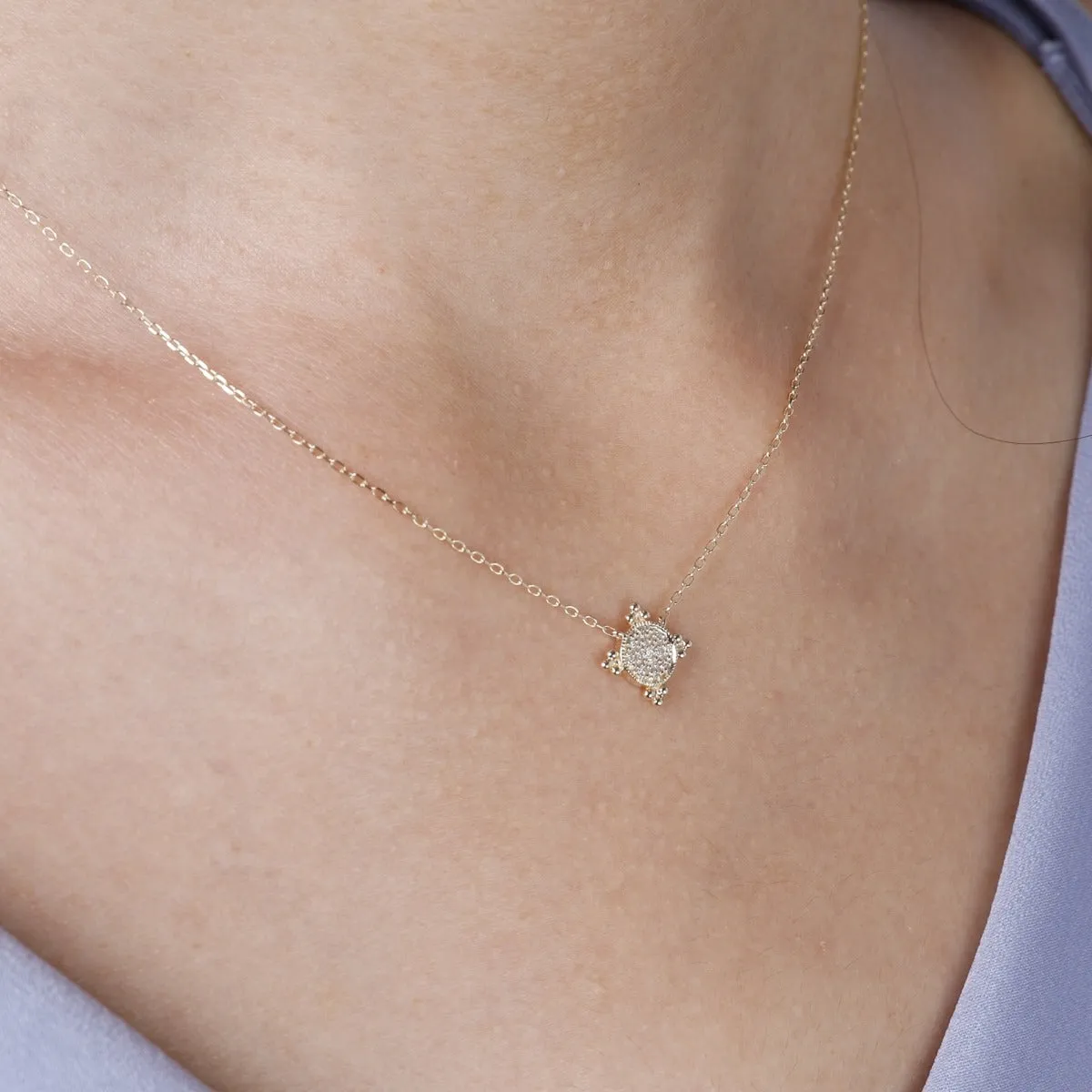 Diamond 14K Yellow Gold Granulation Pendant Necklace Croghans