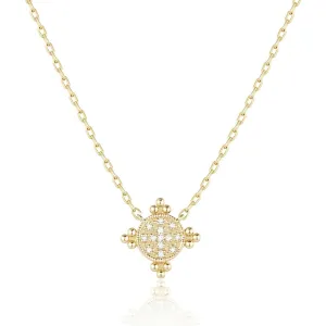 Diamond 14K Yellow Gold Granulation Pendant Necklace Croghans