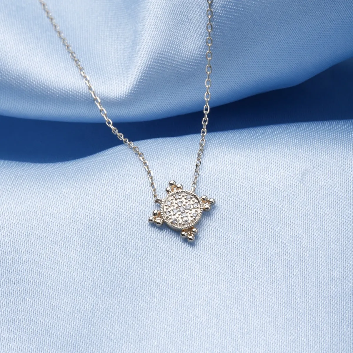 Diamond 14K Yellow Gold Granulation Pendant Necklace Croghans