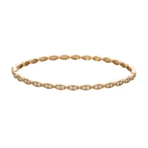 Diamond 14K Yellow Gold Milgrain Marquise Bangle