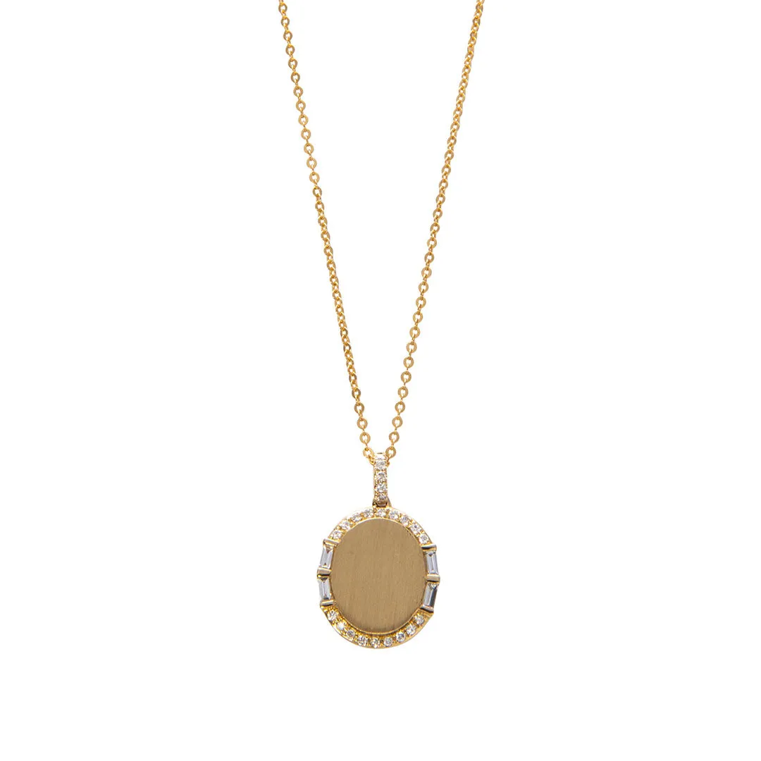 Diamond 14K Yellow Gold Oval Pendant Necklace Croghans