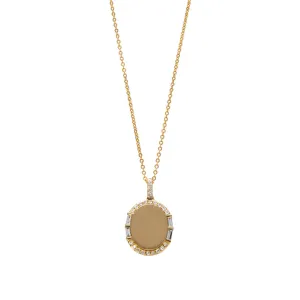 Diamond 14K Yellow Gold Oval Pendant Necklace Croghans
