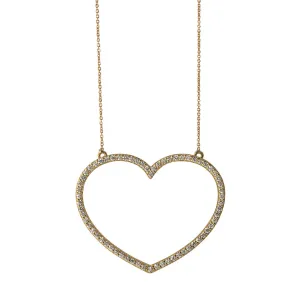 Diamond 18K Gold Large Open Heart Necklace Croghans