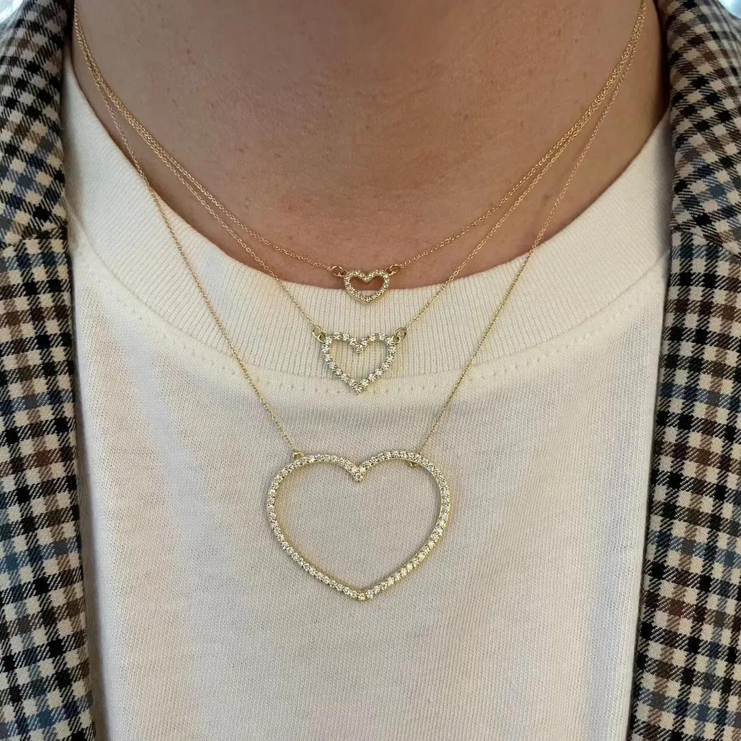 Diamond 18K Gold Large Open Heart Necklace Croghans