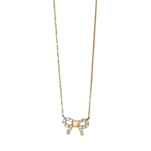 Diamond 18K Gold Mini Bow Pendant Necklace Croghans