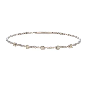 Diamond 5-Station 14K White Gold Beaded Flexible Bangle