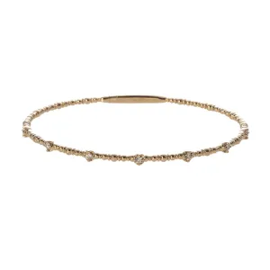 Diamond 7-Station 14K Yellow Gold Beaded Flexible Bangle