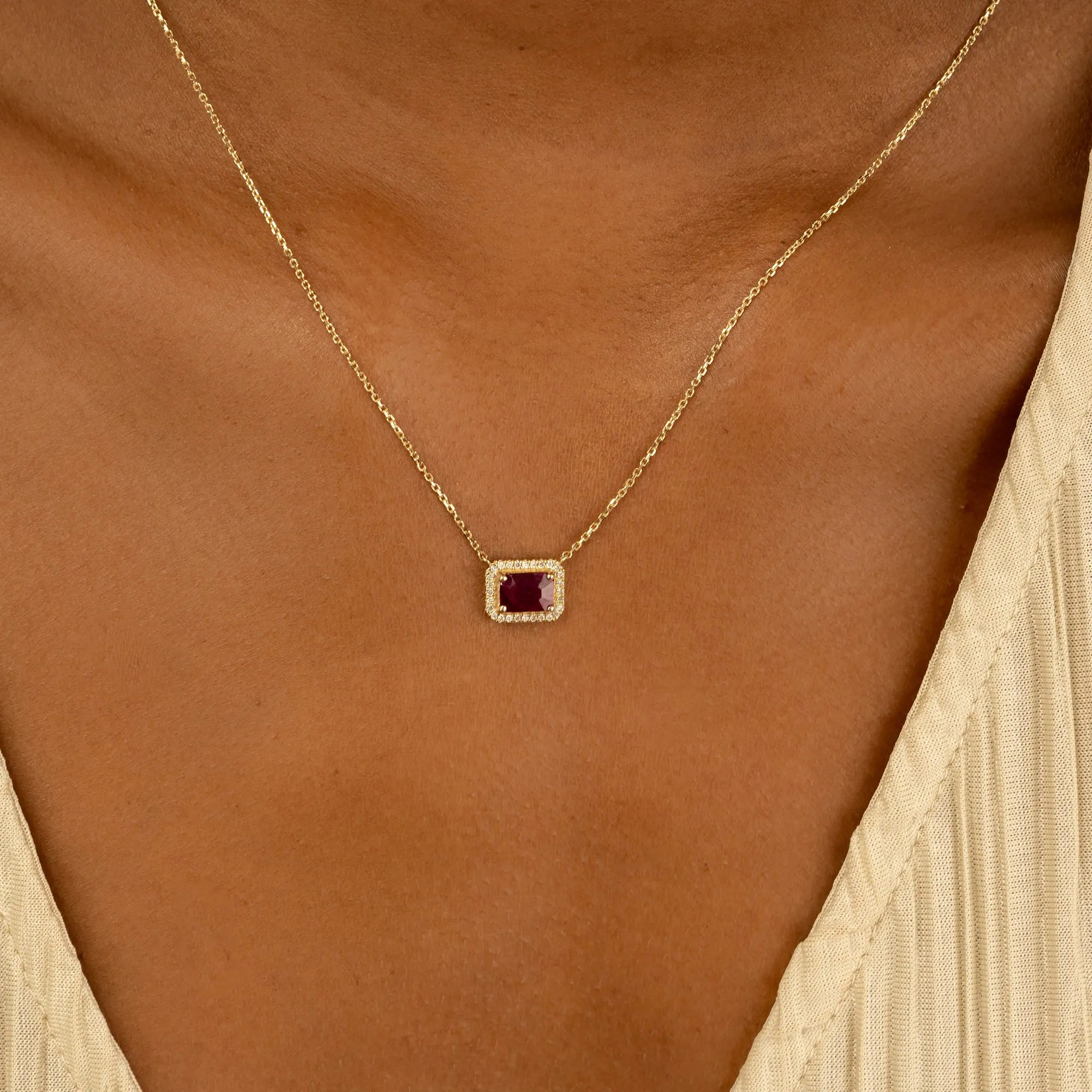 Diamond & Ruby Gold Necklace, Juliet SARAHELISE