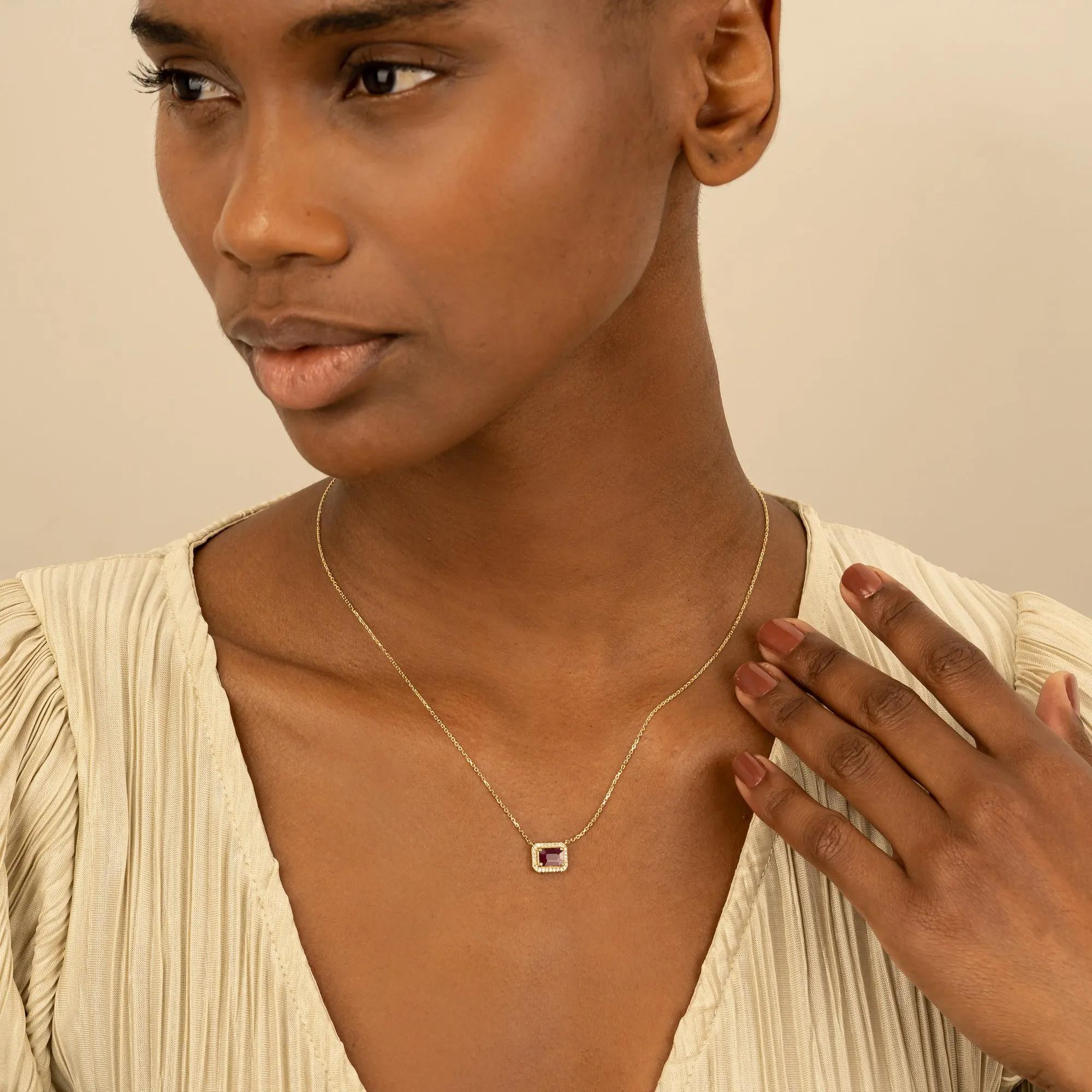 Diamond & Ruby Gold Necklace, Juliet SARAHELISE