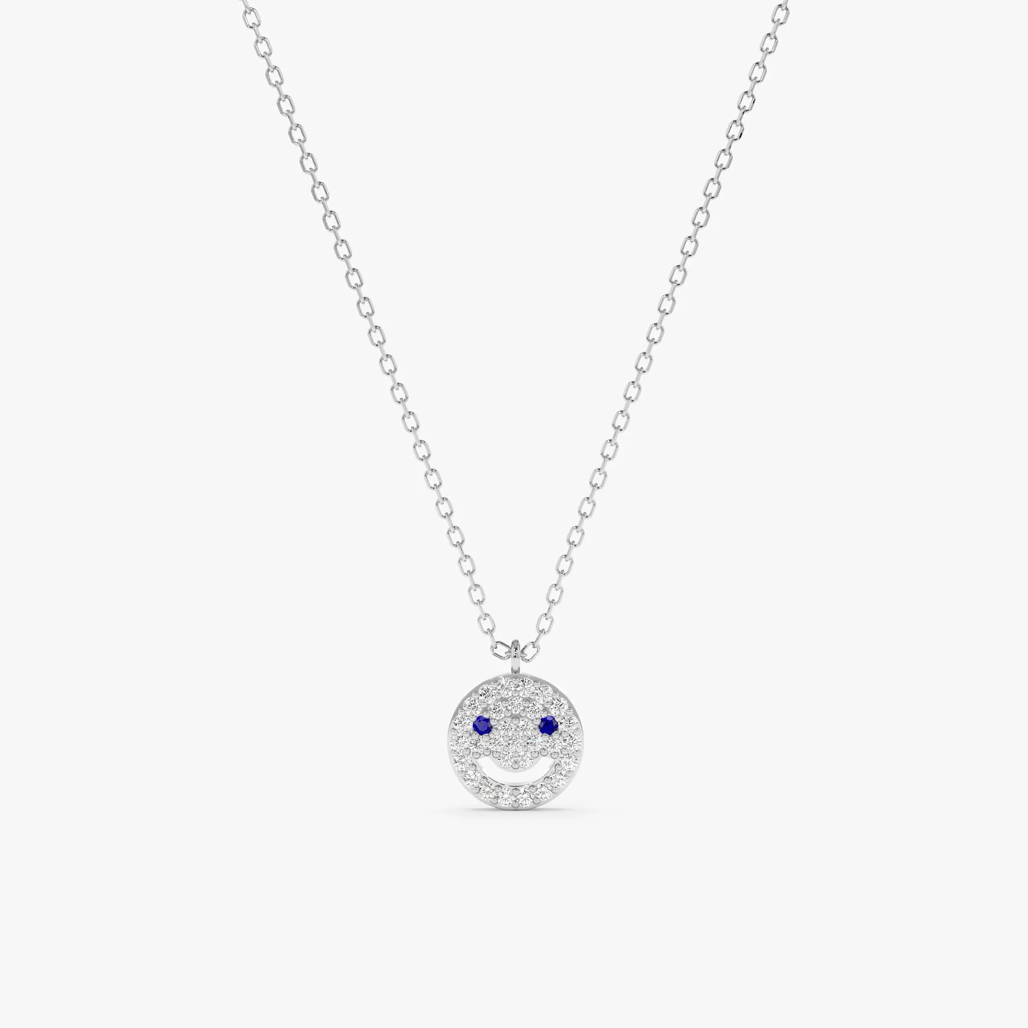 Diamond & Sapphire Happy Face Necklace, Joy SARAHELISE