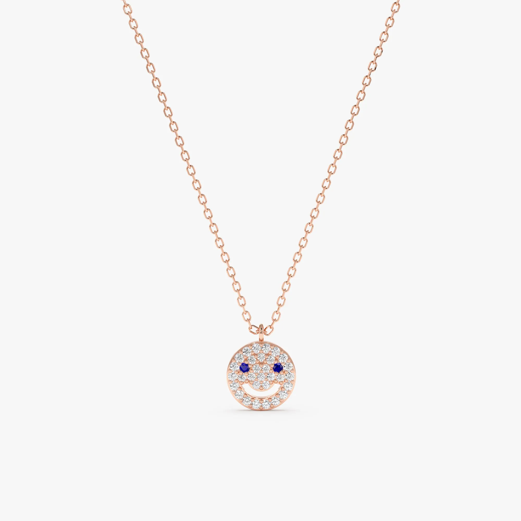 Diamond & Sapphire Happy Face Necklace, Joy SARAHELISE