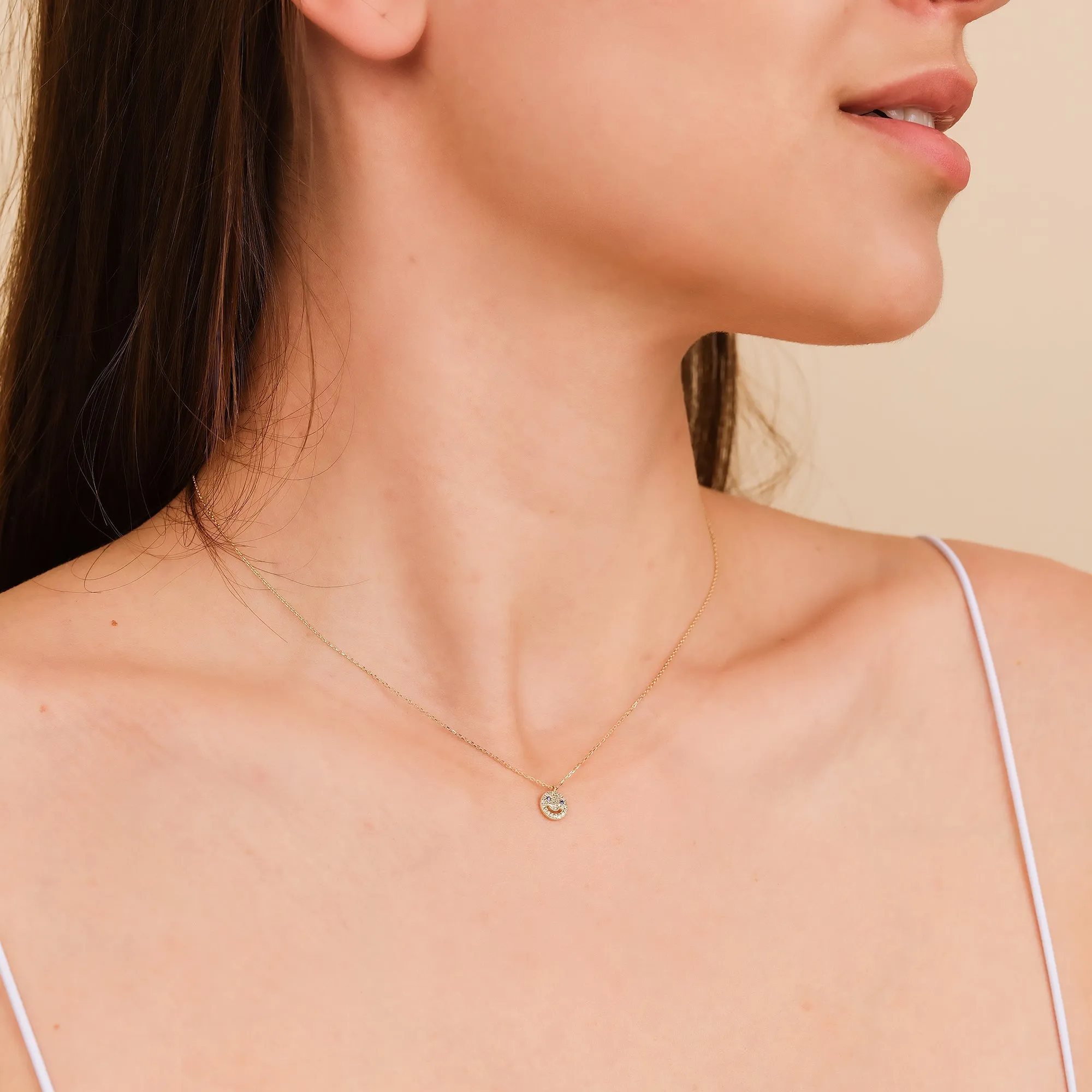 Diamond & Sapphire Happy Face Necklace, Joy SARAHELISE