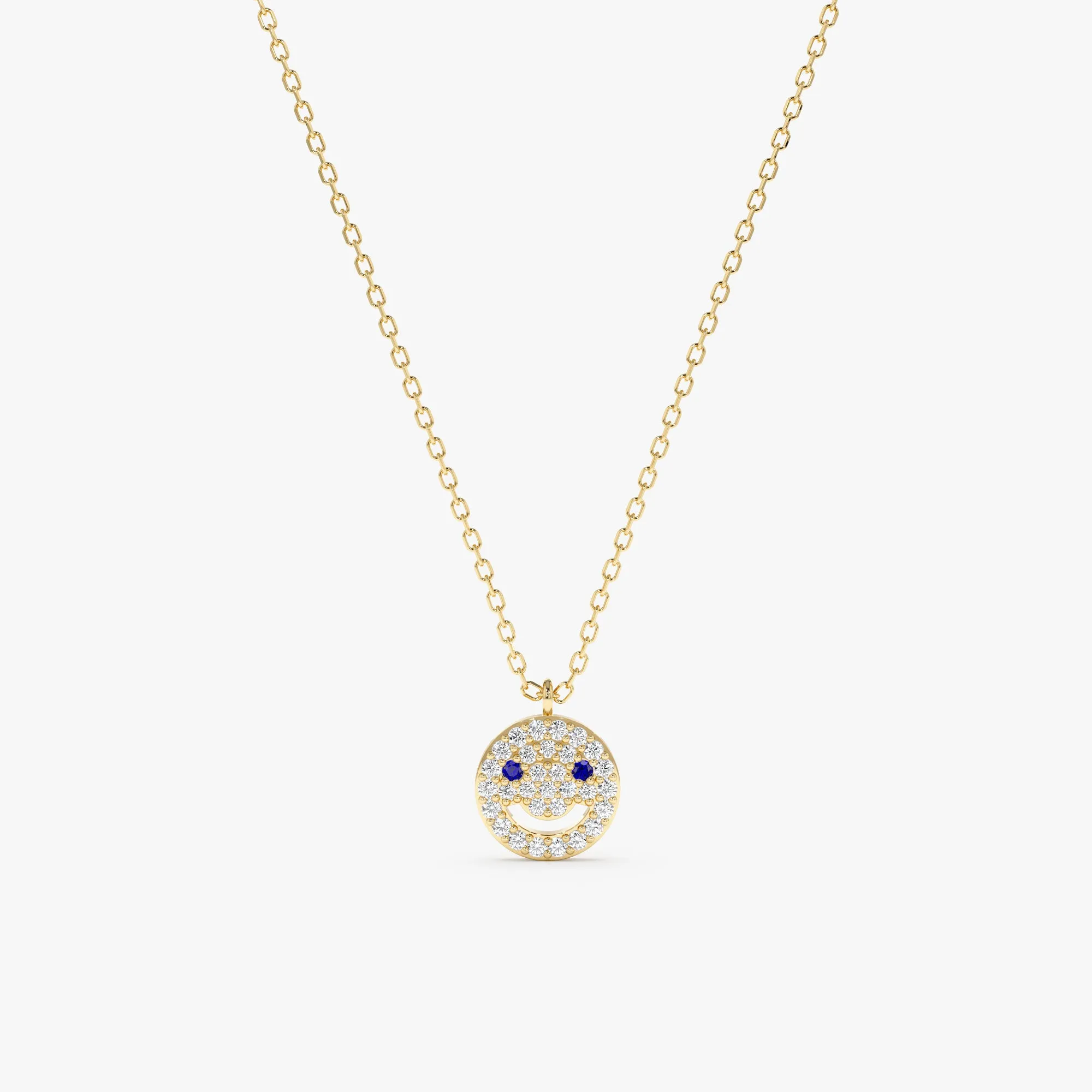 Diamond & Sapphire Happy Face Necklace, Joy SARAHELISE