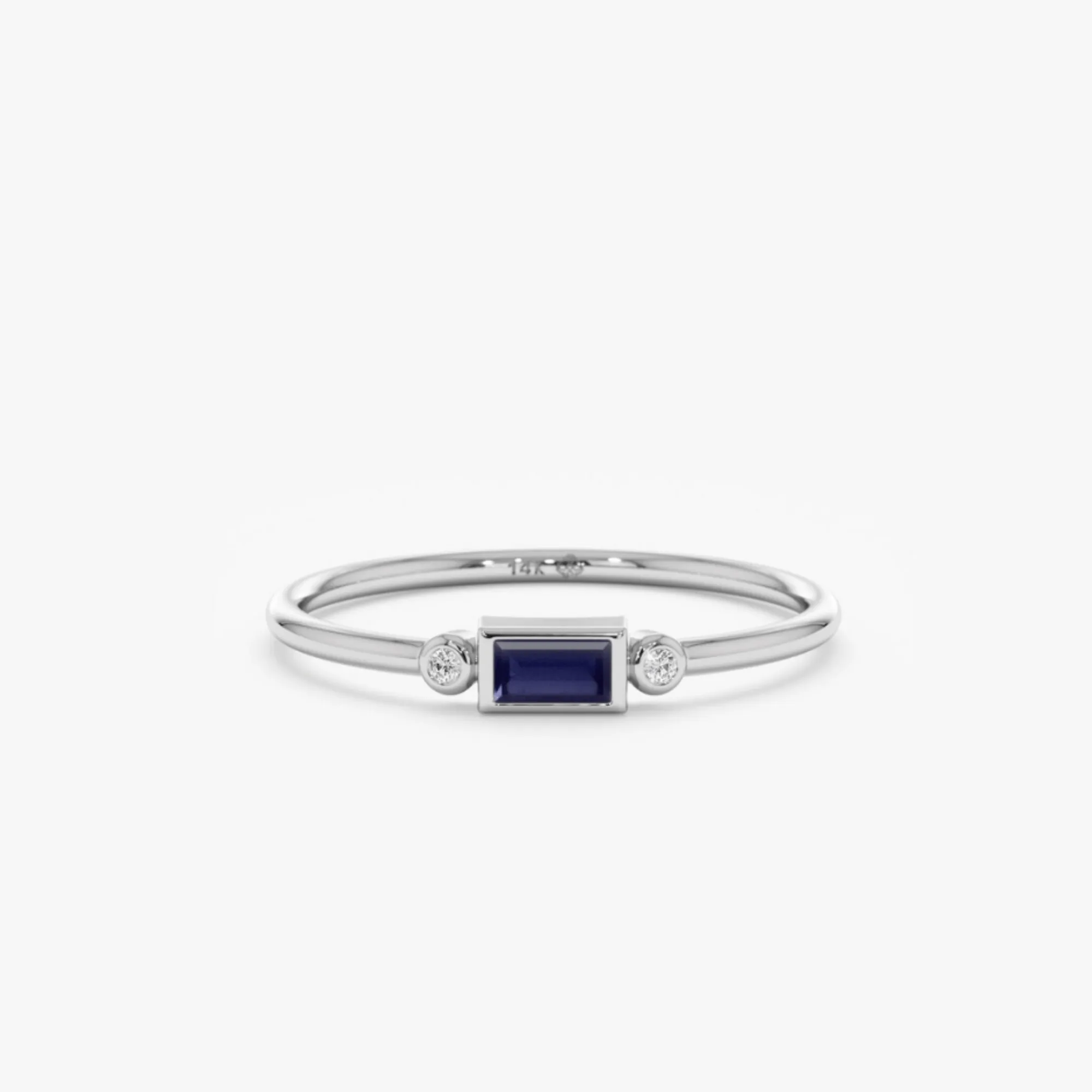 Diamond and Baguette Blue Sapphire Ring, Amelia SARAHELISE