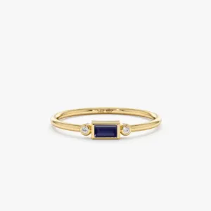 Diamond and Baguette Blue Sapphire Ring, Amelia SARAHELISE