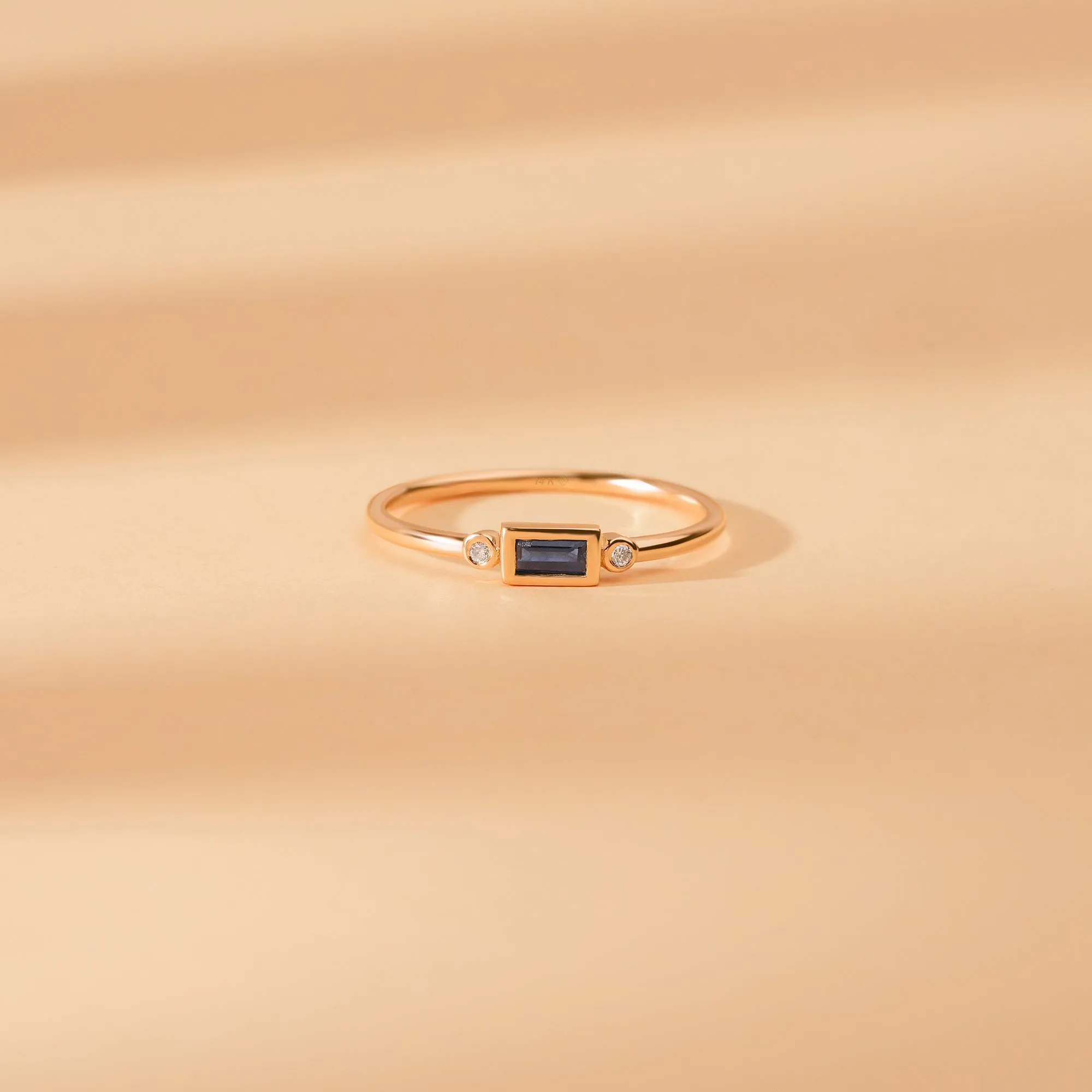Diamond and Baguette Blue Sapphire Ring, Amelia SARAHELISE