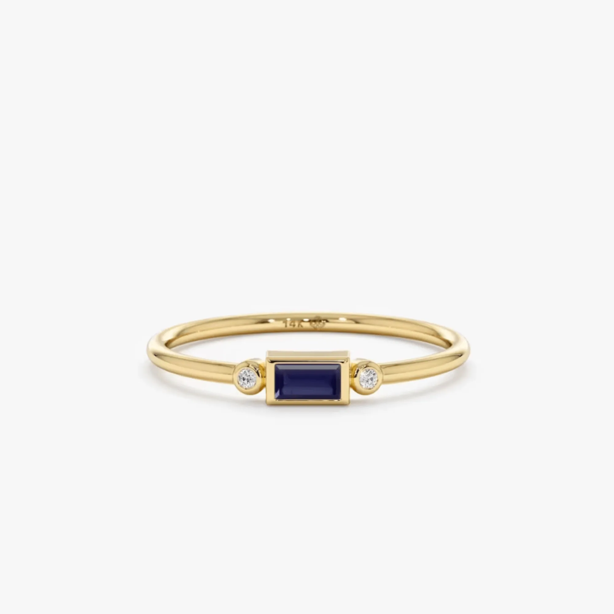 Diamond and Baguette Blue Sapphire Ring, Amelia SARAHELISE