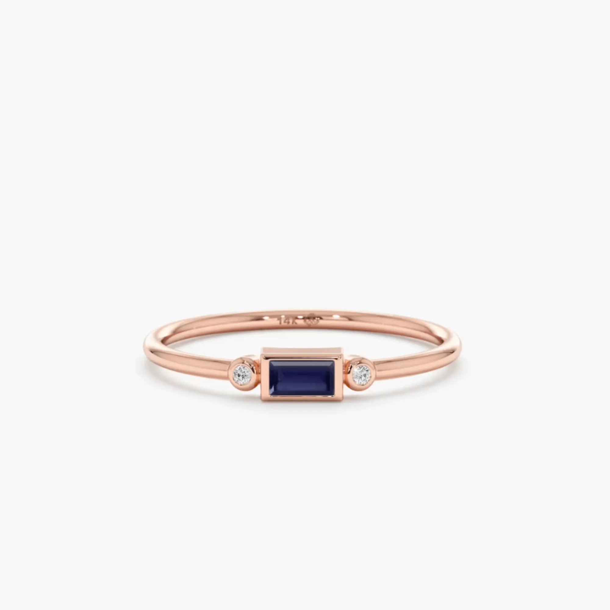 Diamond and Baguette Blue Sapphire Ring, Amelia SARAHELISE
