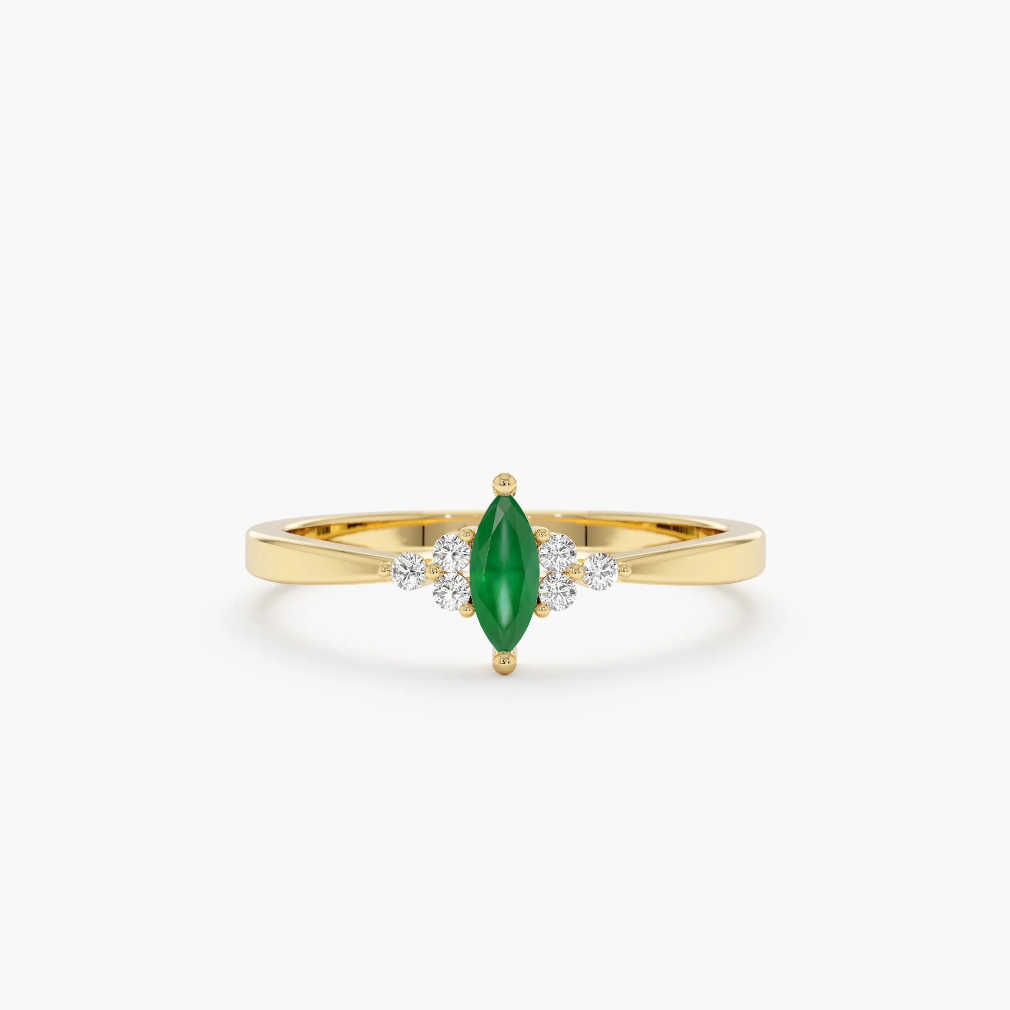 Diamond and Marquise Emerald Ring, Portia SARAHELISE