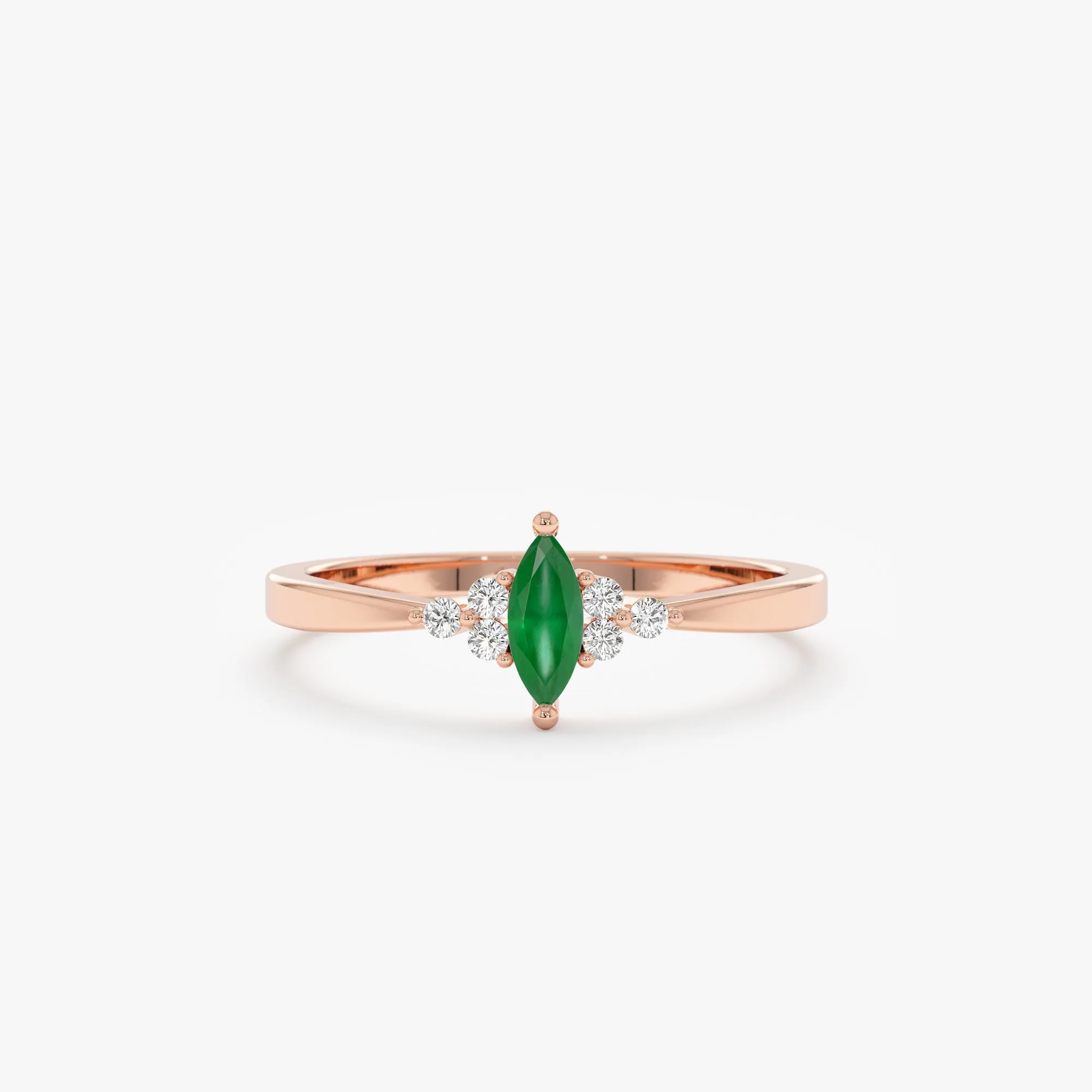 Diamond and Marquise Emerald Ring, Portia SARAHELISE