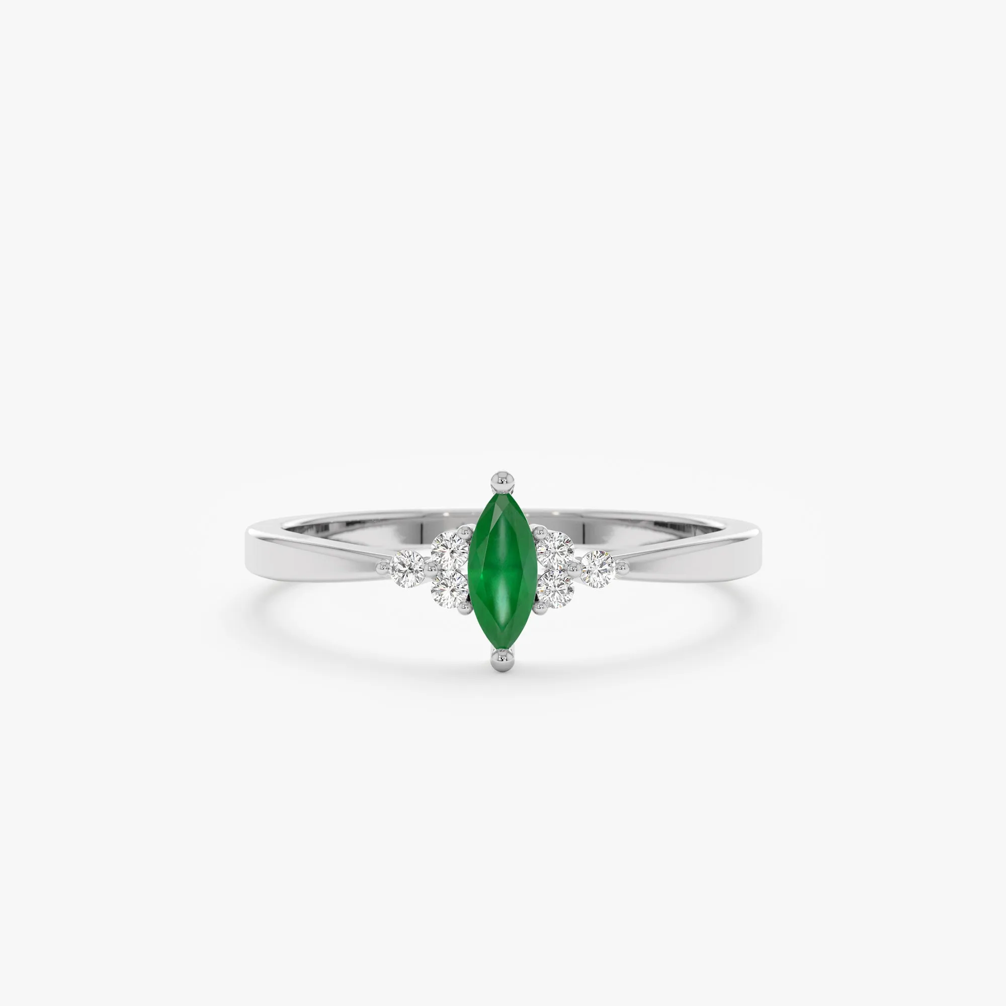 Diamond and Marquise Emerald Ring, Portia SARAHELISE