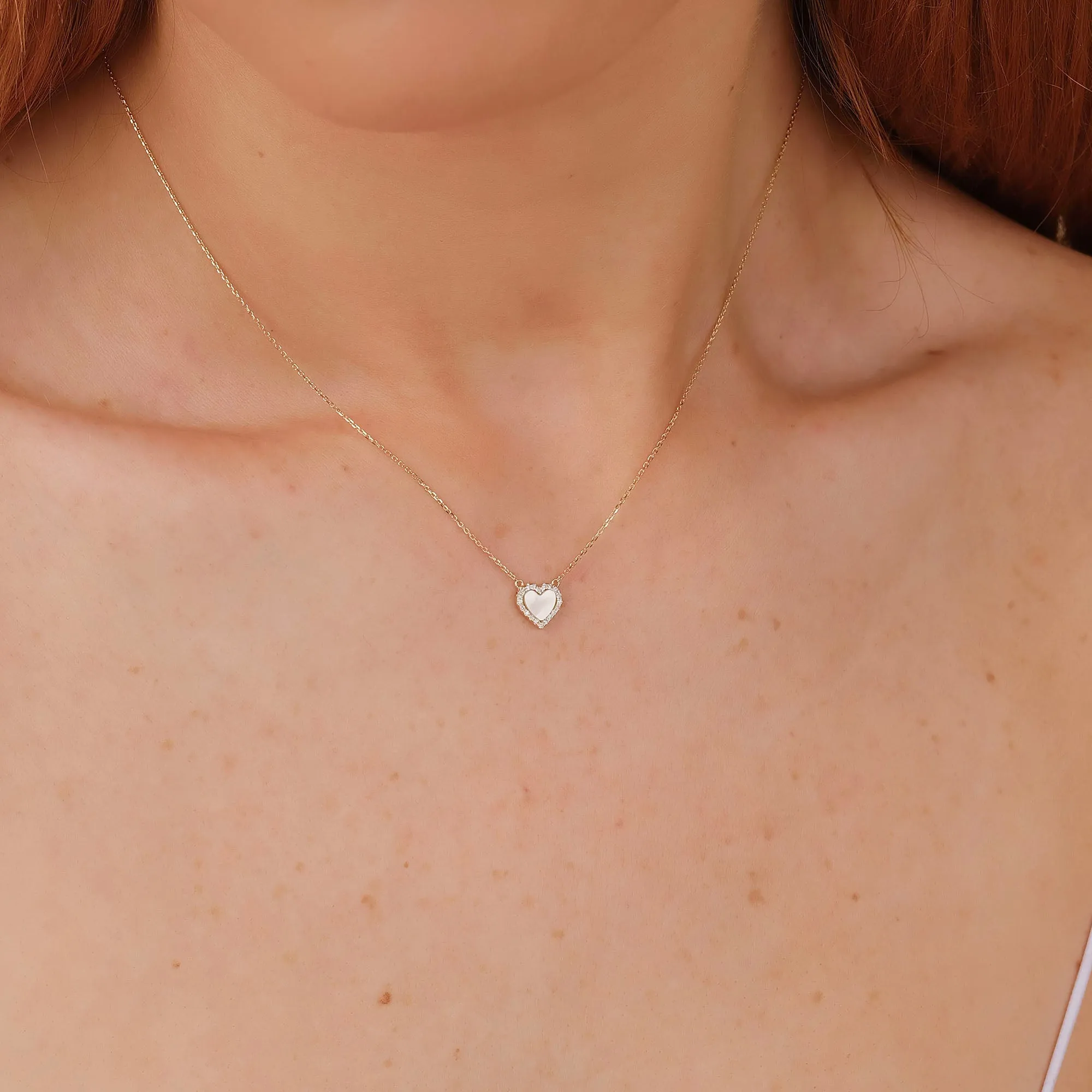 Diamond and Pearl Heart Necklace, Zhuri SARAHELISE