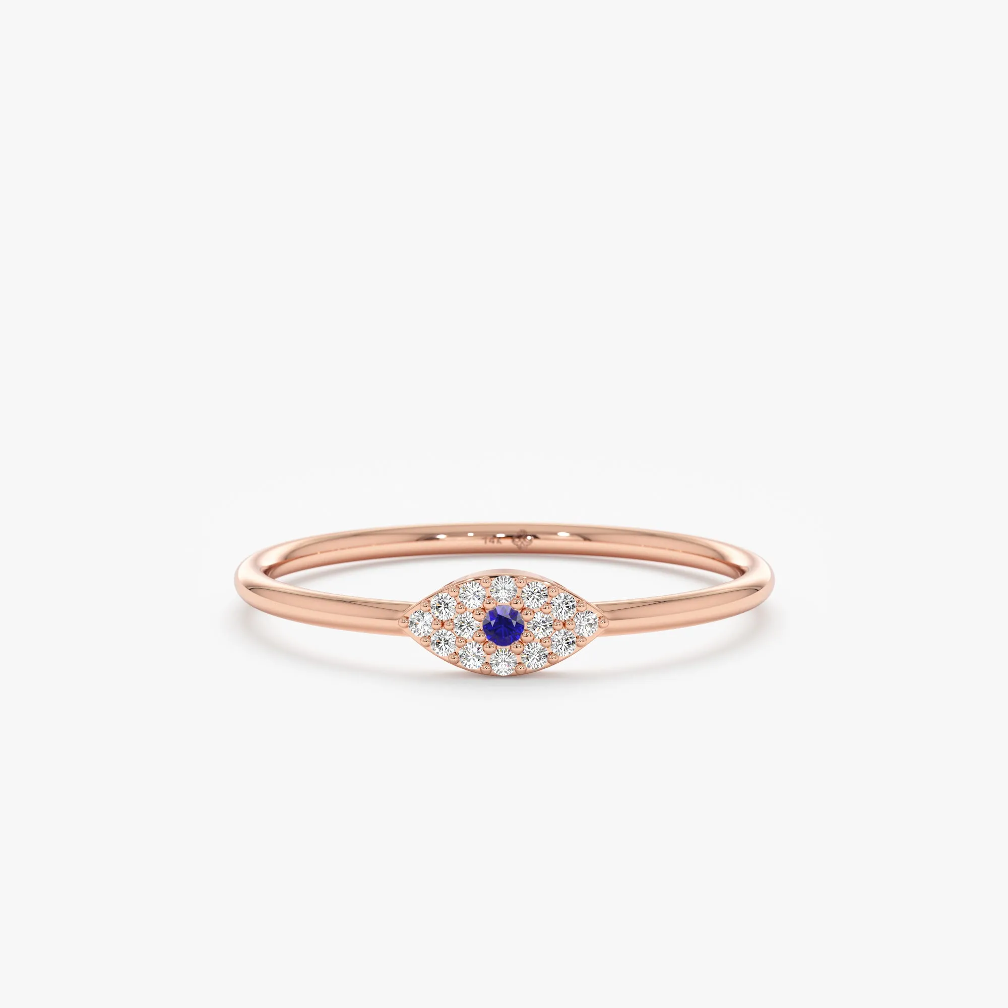 Diamond and Single Sapphire Evil Eye Ring, Missandei SARAHELISE