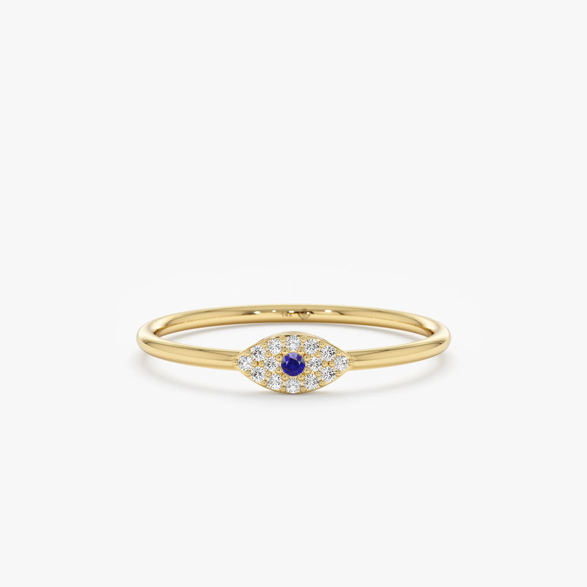 Diamond and Single Sapphire Evil Eye Ring, Missandei SARAHELISE