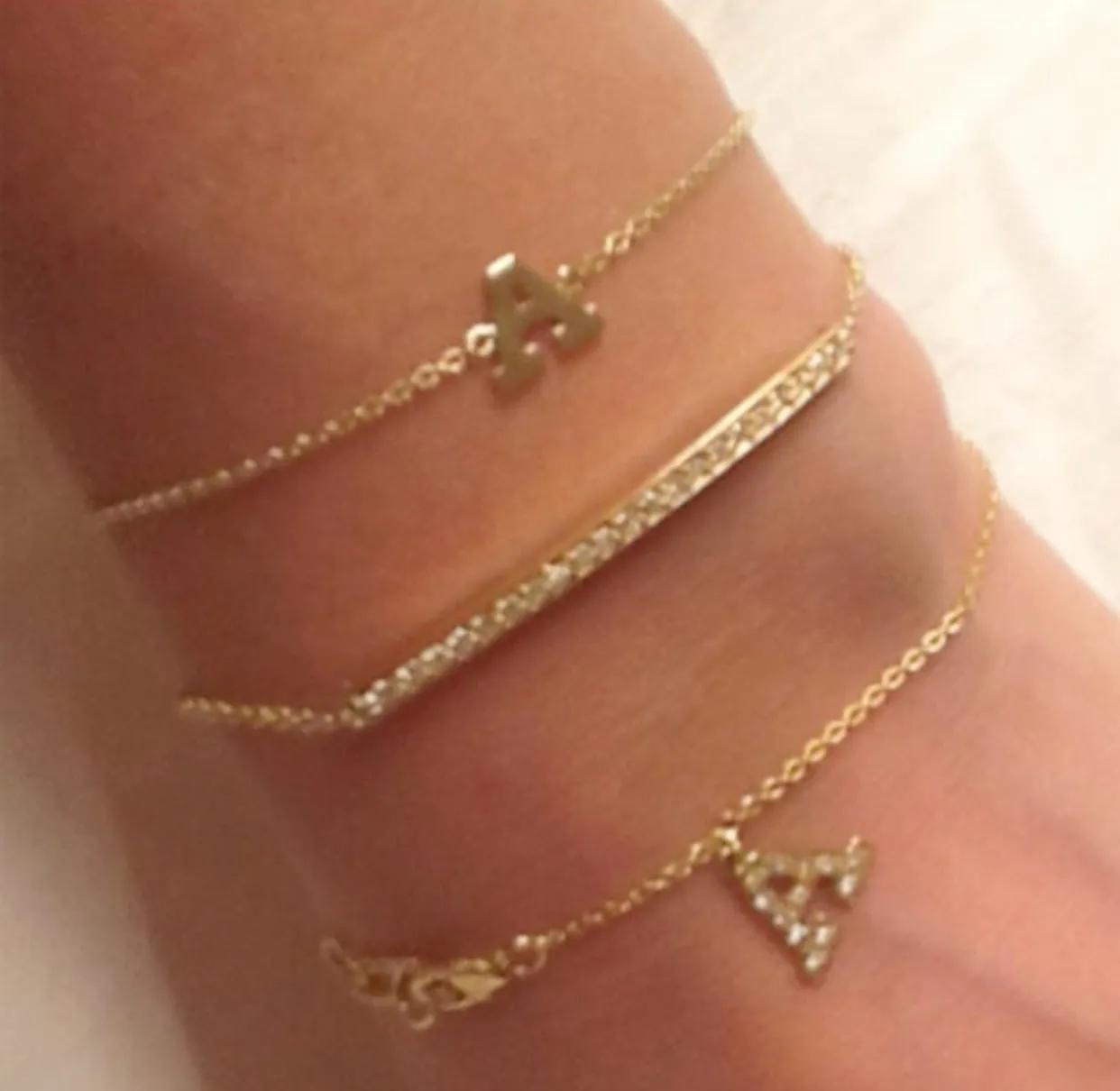 Diamond Bar Bracelet (Long) Yellow Gold