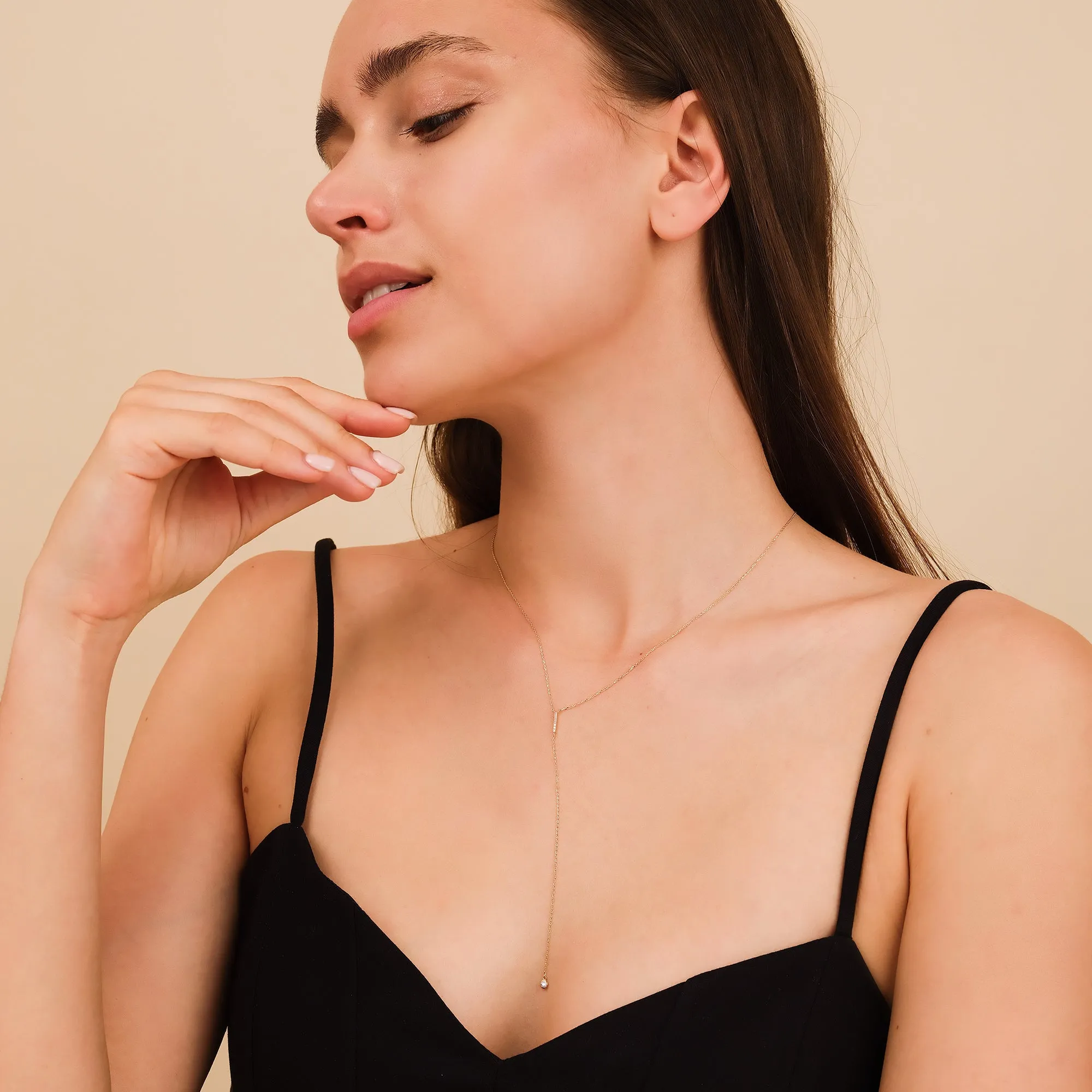 Diamond Bar Lariat Necklace, Priscilla SARAHELISE
