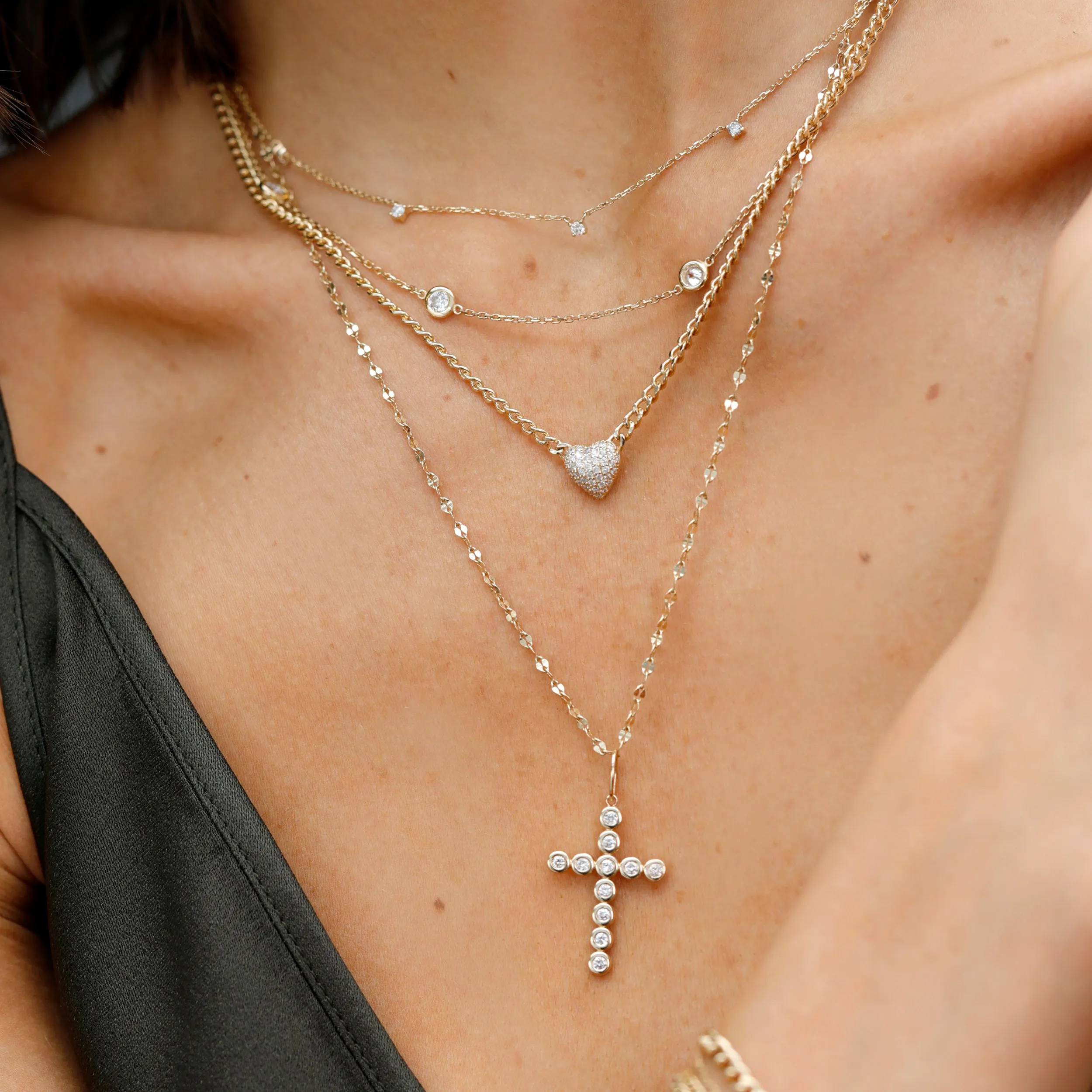 Diamond Bezel Cross Charm, Kiara SARAHELISE